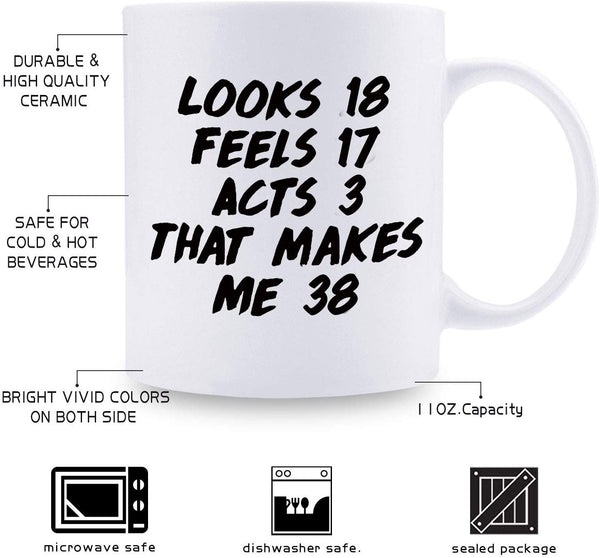 38th Birthday Gifts for Men - 1981 Birthday Gifts for Men, 38 Years Old Birthday Gifts Coffee Mug for Dad, Husband, Friend, Brother, Him, Colleague, Coworker - 11oz