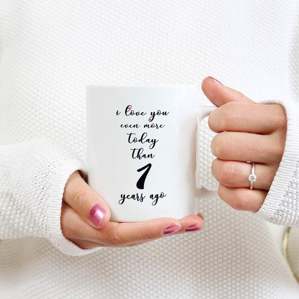 1st Anniversary Gifts - 1st Wedding Anniversary Gifts for Couple, 1 Year Anniversary Gifts 11oz Funny Coffee Mug for Couples, Husband, Hubby, Wife, Wifey, Her, Him, I Love You Even More