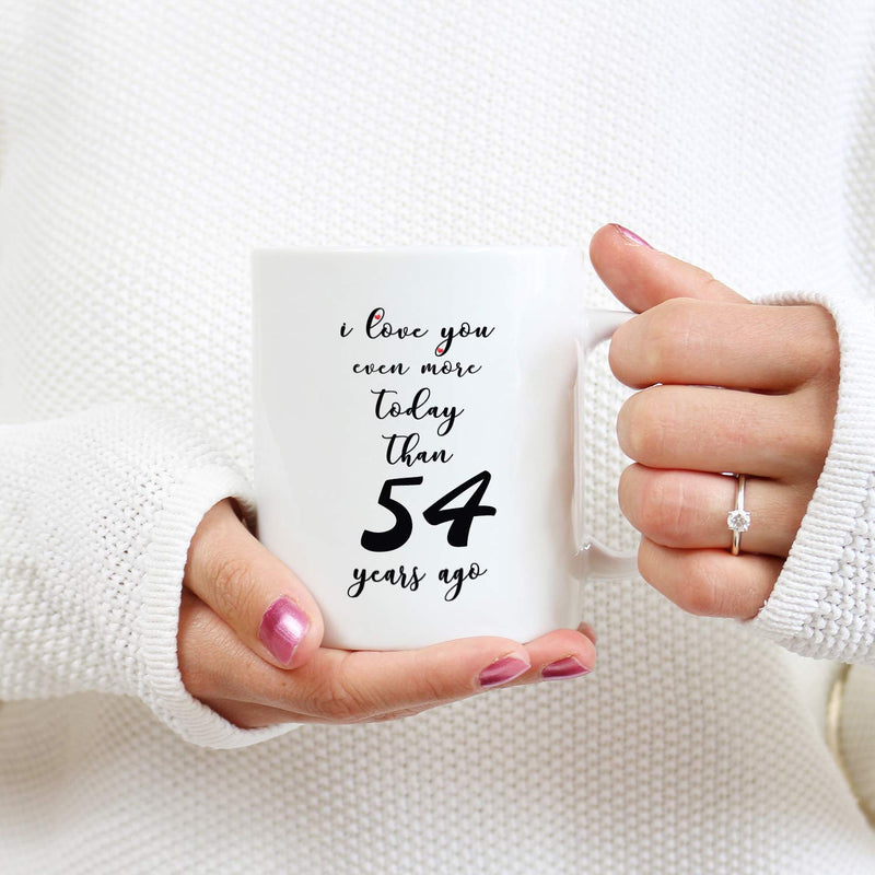 54th Anniversary Gifts - 54th Wedding Anniversary Gifts for Couple, 54 Year Anniversary Gifts 11oz Funny Coffee Mug for Couples, Husband, Hubby, Wife, Wifey, Her, Him, I Love You Even More