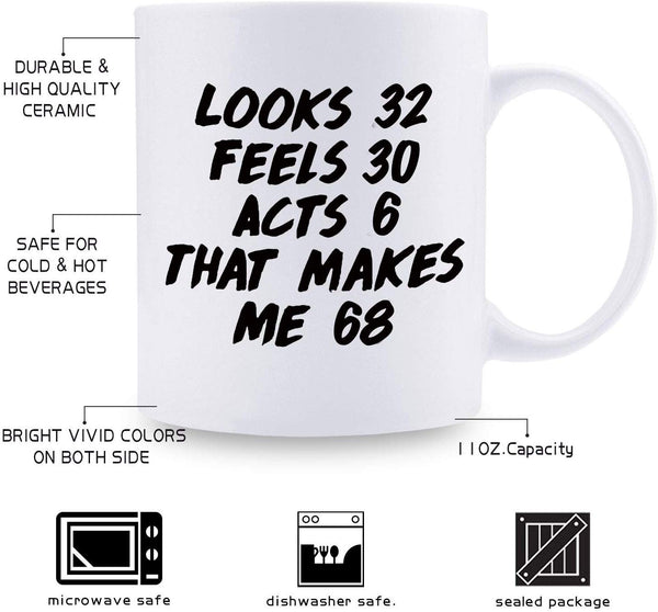 68th Birthday Gifts for Women - 1951 Birthday Gifts for Women, 68 Years Old Birthday Gifts Coffee Mug for Mom, Wife, Friend, Sister, Her, Colleague, Coworker - 11oz