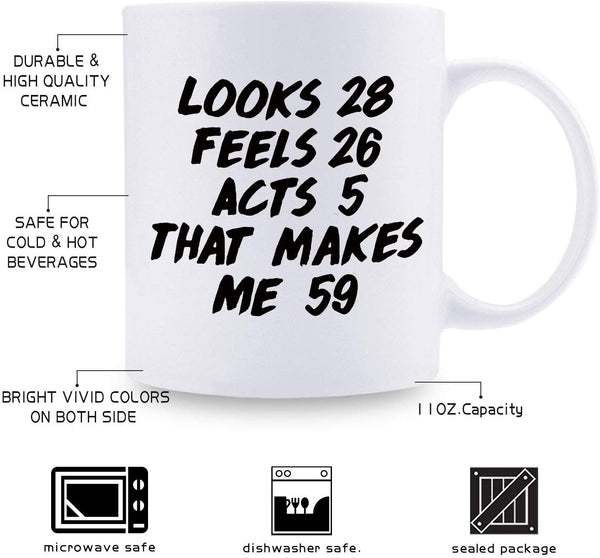 59th Birthday Gifts for Men - 1960 Birthday Gifts for Men, 59 Years Old Birthday Gifts Coffee Mug for Dad, Husband, Friend, Brother, Him, Colleague, Coworker - 11oz