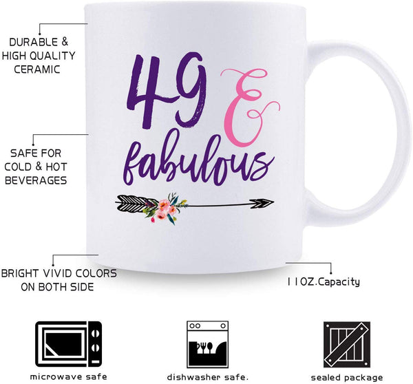 49th Birthday Gifts for Women - 1970 Birthday Gifts for Women, 49 Years Old Birthday Gifts Coffee Mug for Mom, Wife, Friend, Sister, Her, Colleague, Coworker - 11oz