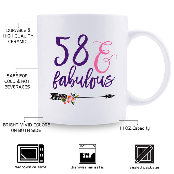 58th Birthday Gifts for Women - 1961 Birthday Gifts for Women, 58 Years Old Birthday Gifts Coffee Mug for Mom, Wife, Friend, Sister, Her, Colleague, Coworker - 11oz