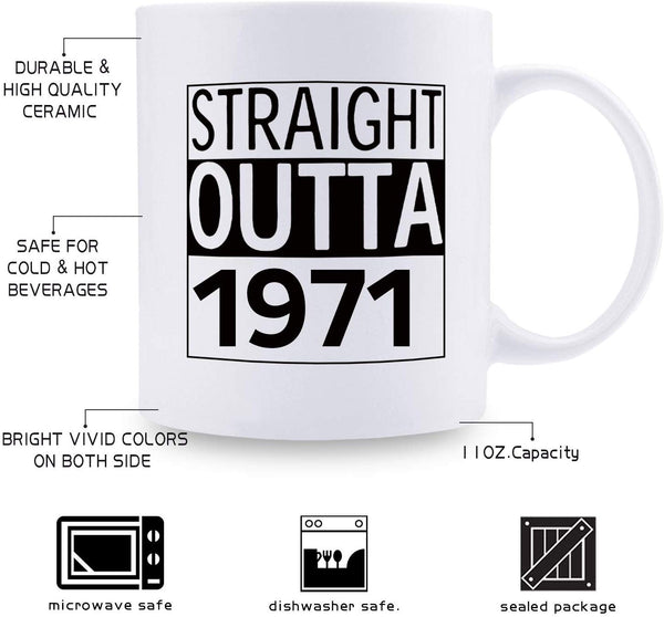 48th Birthday Gifts for Women - 1971 Birthday Gifts for Women, 48 Years Old Birthday Gifts Coffee Mug for Mom, Wife, Friend, Sister, Her, Colleague, Coworker - 11oz