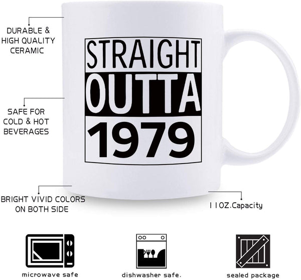 40th Birthday Gifts for Men - 1979 Birthday Gifts for Men, 40 Years Old Birthday Gifts Coffee Mug for Dad, Husband, Friend, Brother, Him, Colleague, Coworker - 11oz