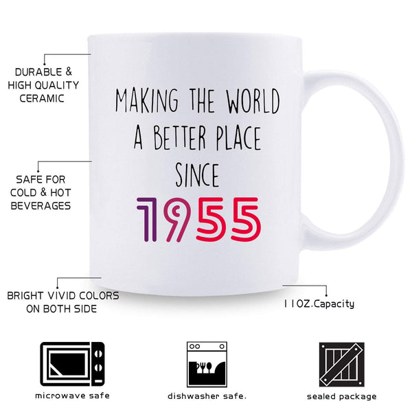 64th Birthday Gifts for Women - 1955 Birthday Gifts for Women, 64 Years Old Birthday Gifts Coffee Mug for Mom, Wife, Friend, Sister, Her, Colleague, Coworker - 11oz