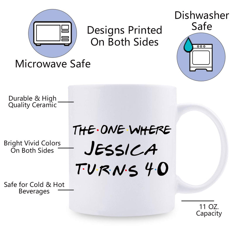 40th Birthday Gifts for Women - 1979 Birthday Gifts for Women, 40 Years Old Birthday Gifts Coffee Mug, Personalized Mug with Name for Mom, Wife, Friend, Sister, Her, Colleague, Coworker - 11oz