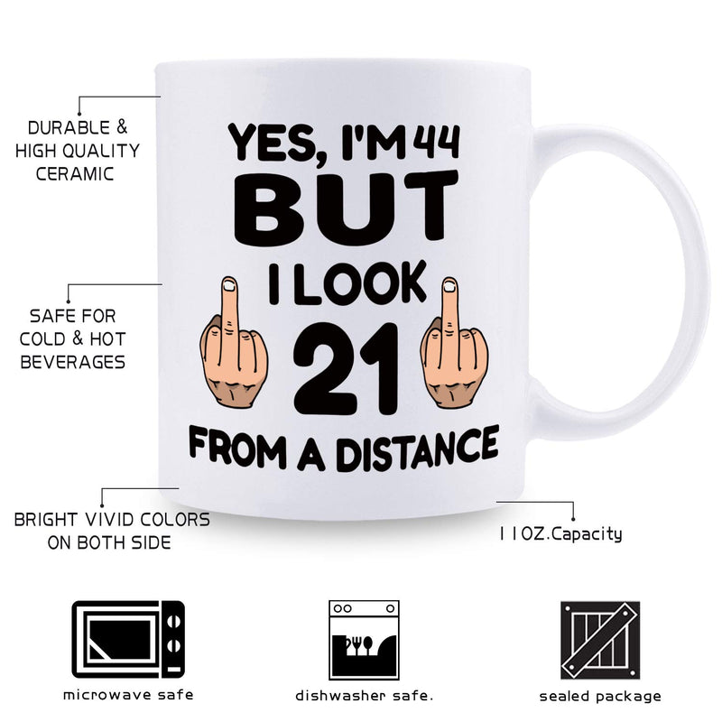 44th Birthday Gifts for Women - 1975 Birthday Gifts for Women, 44 Years Old Birthday Gifts Coffee Mug for Mom, Wife, Friend, Sister, Her, Colleague, Coworker - 11oz