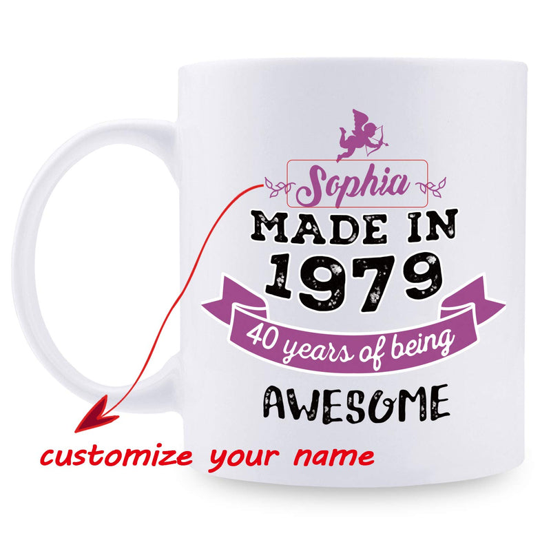 40th Birthday Gifts for Women - 1979 Birthday Gifts for Women, 40 Years Old Birthday Gifts Coffee Mug for Mom, Wife, Friend, Sister, Her, Colleague, Coworker - 11oz