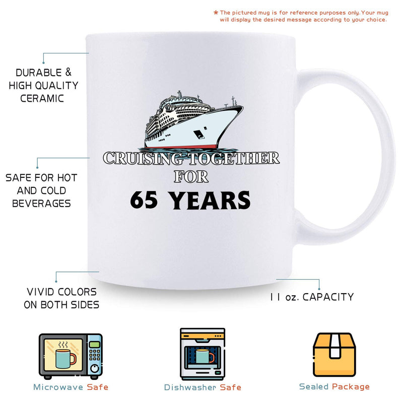 65th Anniversary Gifts - 65th Wedding Anniversary Gifts for Couple, 65 Year Anniversary Gifts 11oz Funny Coffee Mug for Couples, Husband, Hubby, Wife, Wifey, Her, Him, cruising together