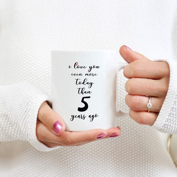 5th Anniversary Gifts - 5th Wedding Anniversary Gifts for Couple, 5 Year Anniversary Gifts 11oz Funny Coffee Mug for Couples, Husband, Hubby, Wife, Wifey, Her, Him, I Love You Even More