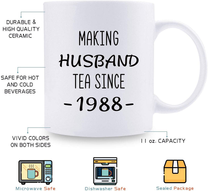 31st Anniversary Gifts - 31st Wedding Anniversary Gifts for Couple, 31 Year Anniversary Gifts 11oz Funny Coffee Mug for Husband, Hubby, Him, making husband tea