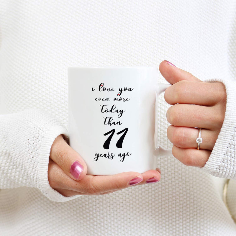 11th Anniversary Gifts - 11th Wedding Anniversary Gifts for Couple, 11 Year Anniversary Gifts 11oz Funny Coffee Mug for Couples, Husband, Hubby, Wife, Wifey, Her, Him, I Love You Even More