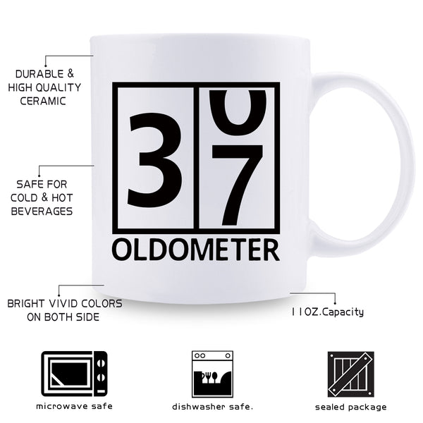 37th Birthday Gifts for Men - 1982 Birthday Gifts for Men, 37 Years Old Birthday Gifts Coffee Mug for Dad, Husband, Friend, Brother, Him, Colleague, Coworker, Oldometer Mug - 11oz